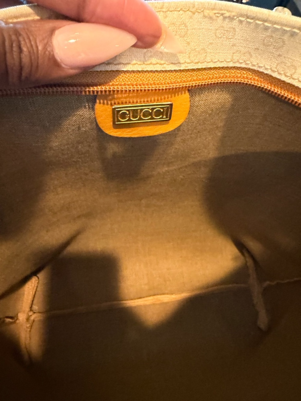 Gucci Cream Monogram Tote and Wallet with Green-Red Web Stripe and Tan Trim - Picture 5 of 7